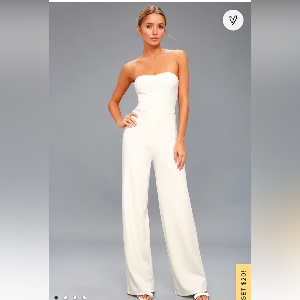 Strapless white jumpsuit size medium